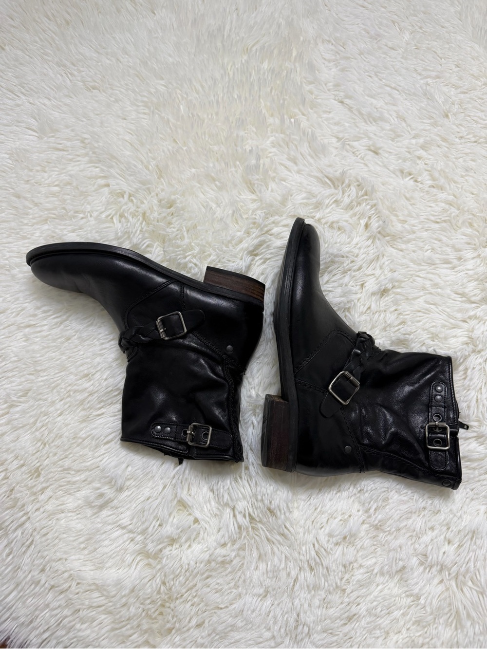 Paul Green Black Leather Ankle Boots with Braided Strap Buckle Detail UK SZ 5.5 - Picture 5 of 10